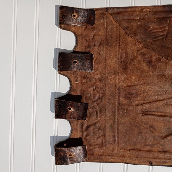 Angel Pazmino Tooled Leather Chair Seat Replacement Parts Warrior with Bow Vtg - Picture 15 of 16